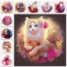 Алмазная живопись 5D сделай сам, картина с животными, цветами, львом, котом, волком, енотом, полная вышивка крестиком, Круглая Мозаика, 1050