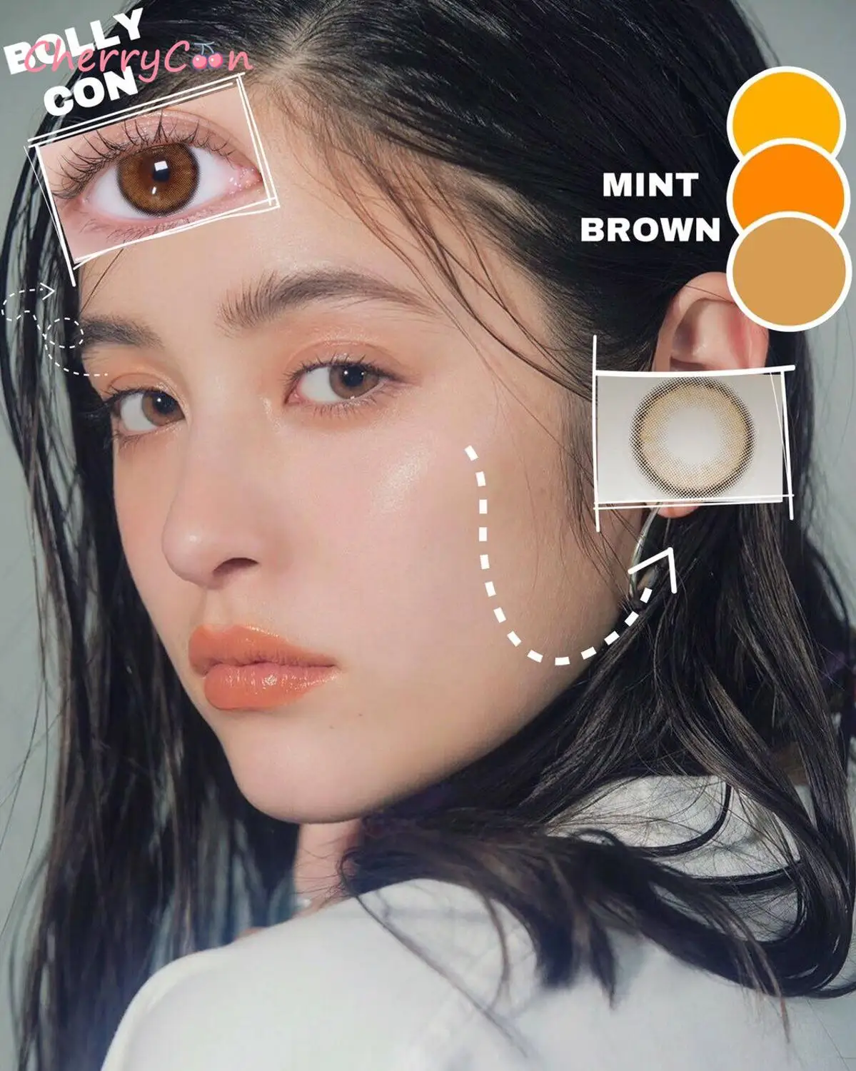 cherrycon mint amber brown contact lenses annually coloured soft for eyes contact lens myopia prescription degree 2pcspair free global shipping