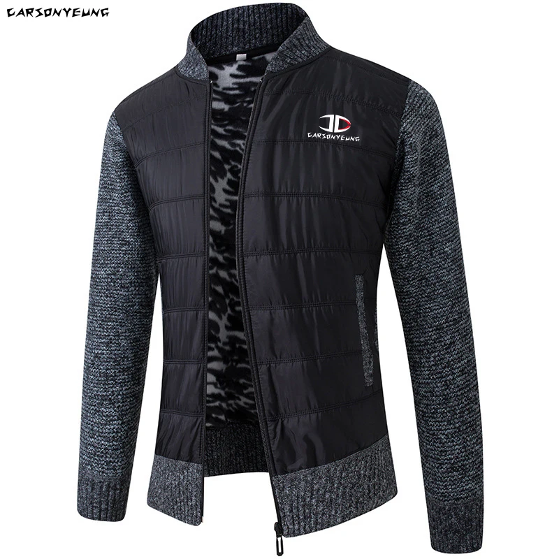 Осенне зимний мужской свитер пальто флисовый в стиле пэчворк куртки Мужской