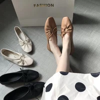 soft bottom ballet ballerina flats shoes woman microfiber bowtied lace up moccasins girls cozy square toe single shoes mujer2020