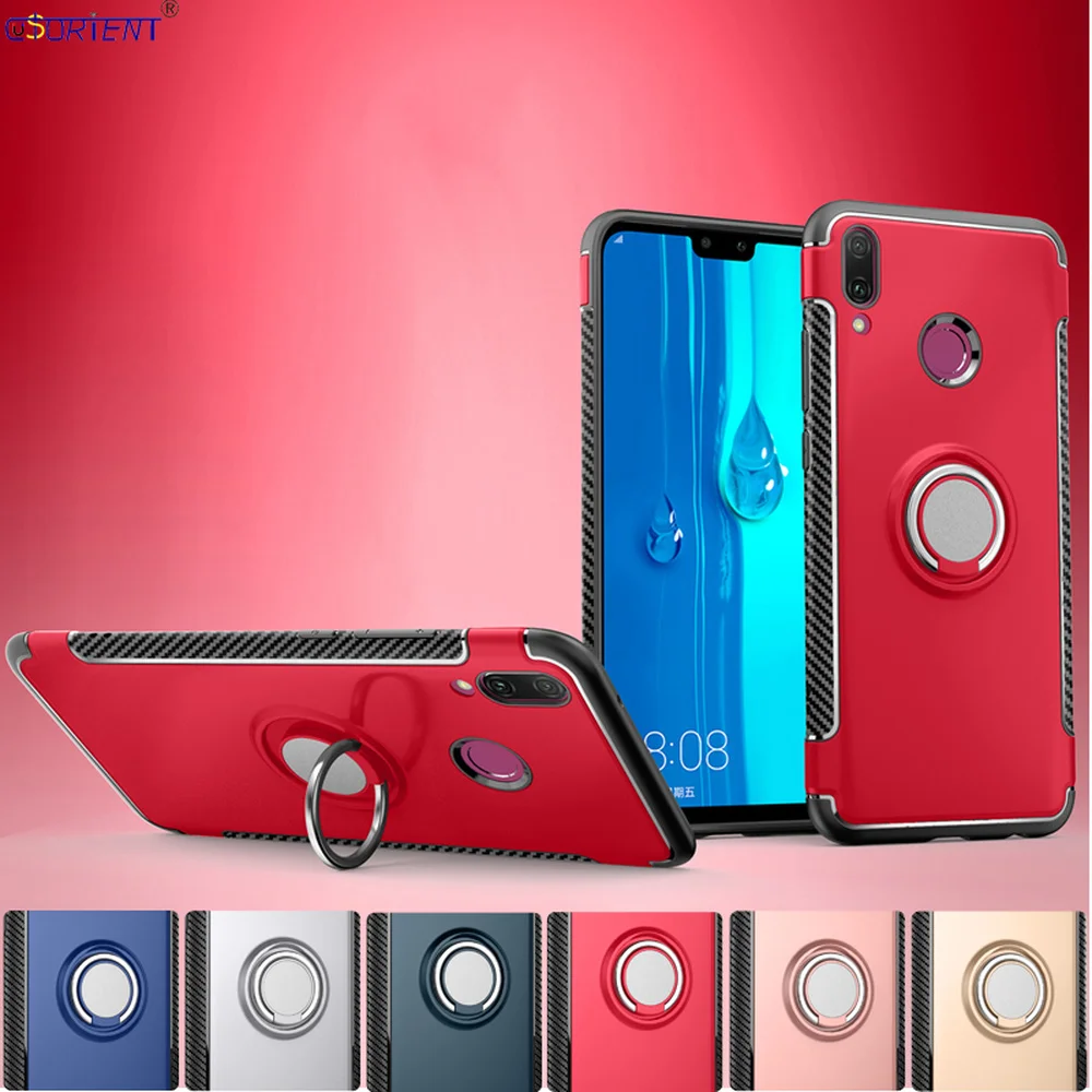 Противоударный чехол с полным покрытием для Huawei Y9 2019 подставка металлическим