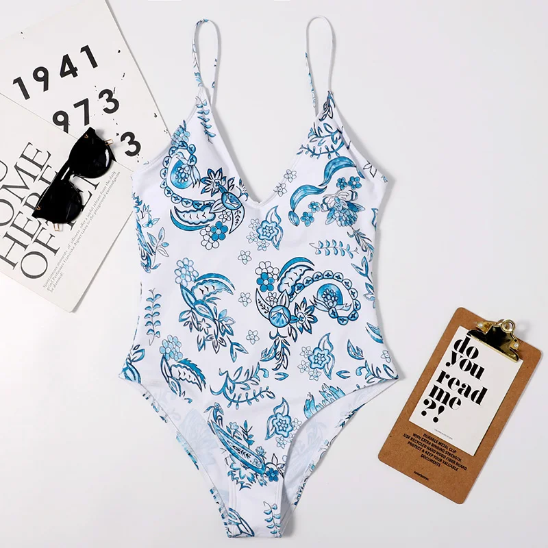 

2021 sexy swimwear women floral retro printed swimsuit women padded ladies swimsuit beachwear bikini