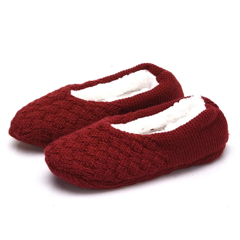 

Knitted wool socking slippers unisex non slip indoor fur slides womens winter house fur shoes ladies sock cheap slipper