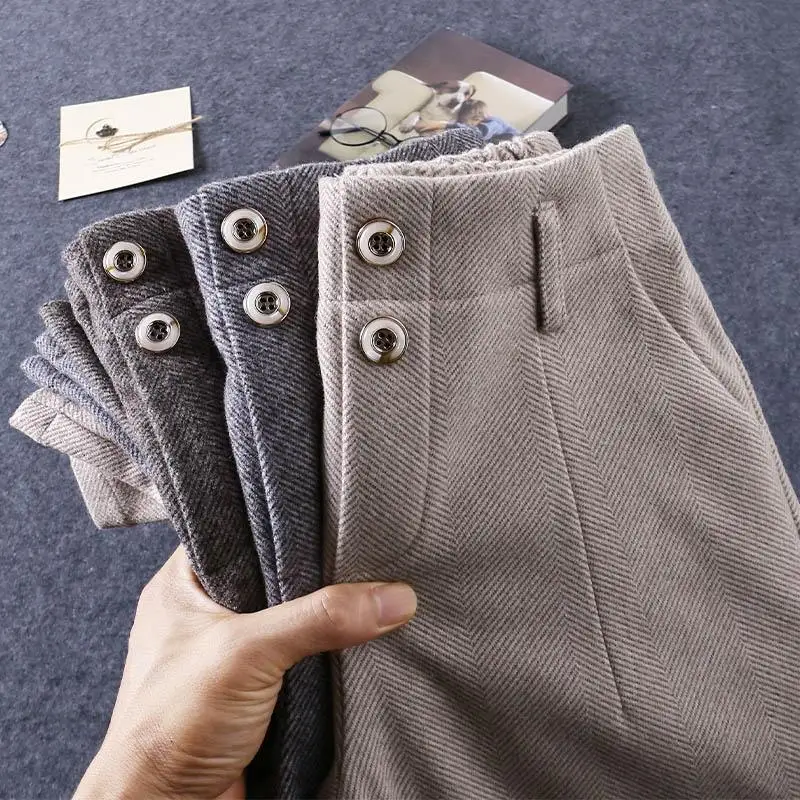 Брюки для девочек Осень зима 2020 повседневные шерстяные детские брюки с высокой