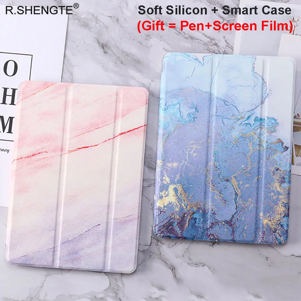 Чехол для iPad 10 2 мраморный зернистый Магнитный кожаный мягкий умный чехол из ТПУ 7