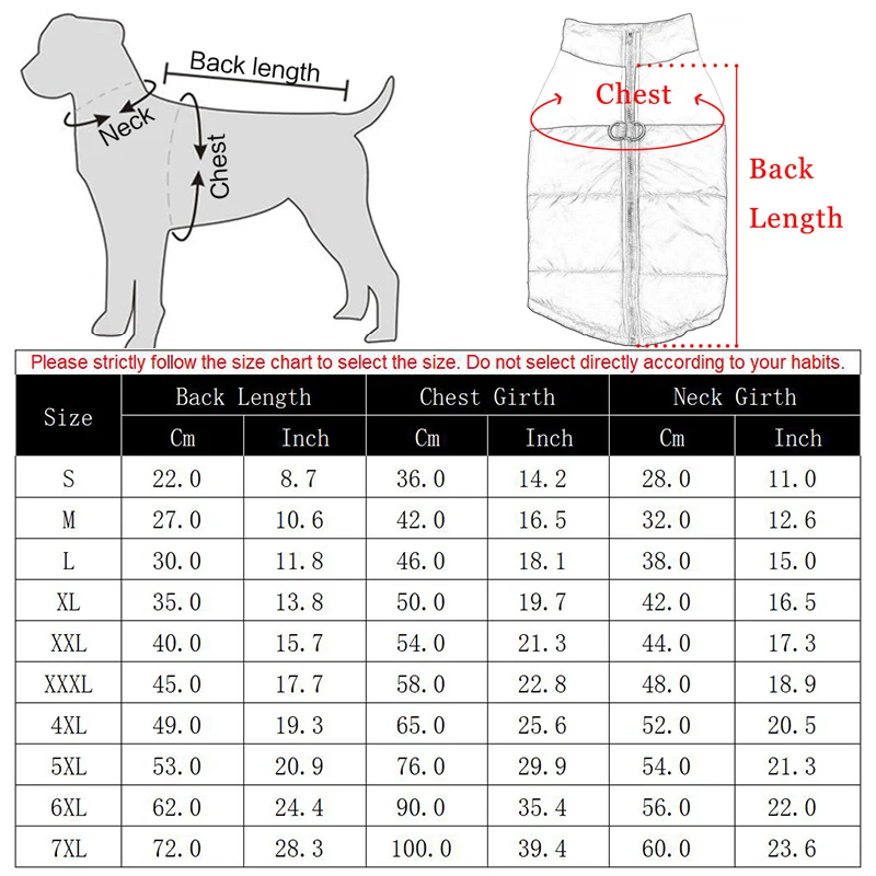 

Clothes For Large Dogs Waterproof Big Dog Vest Jacket Autumn Winter Warm Pet Dog Coat Clothing For Dogs Chihuahua Labrador S-7XL