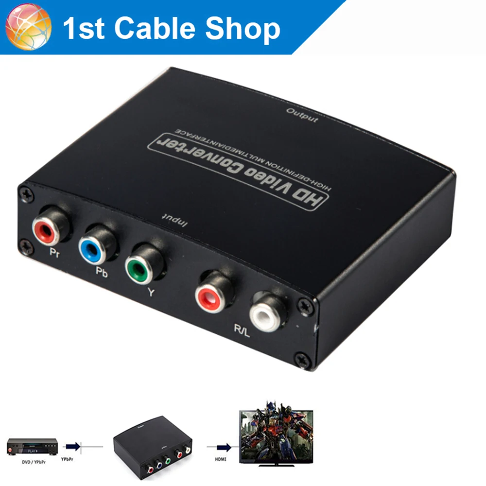 5 RCA Ypbpr компонент для HDMI HDTV Видео Аудио конвертер адаптер с источником питания (USB