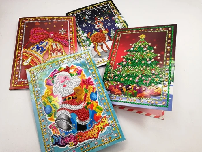 HK09-12 Shirliben 5d Diy бриллиантовый рисунок Рождество карты 4 шт. 8 шт. Алмазная мозаика Emboridery бусины Полный пользовательский Новогодний подарок с фигуркой Санты человек - Цвет: HK09-12