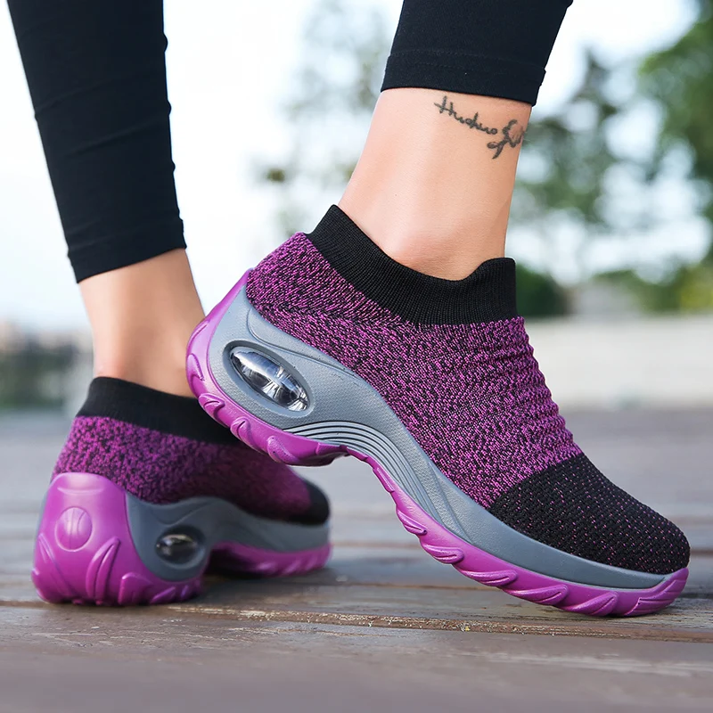 

Women's Air Sneakers Ladies Sports Casual Shoes Outdoor Running Shoes Color Matching Knitted Shoes Air Cushion Women's Shoes