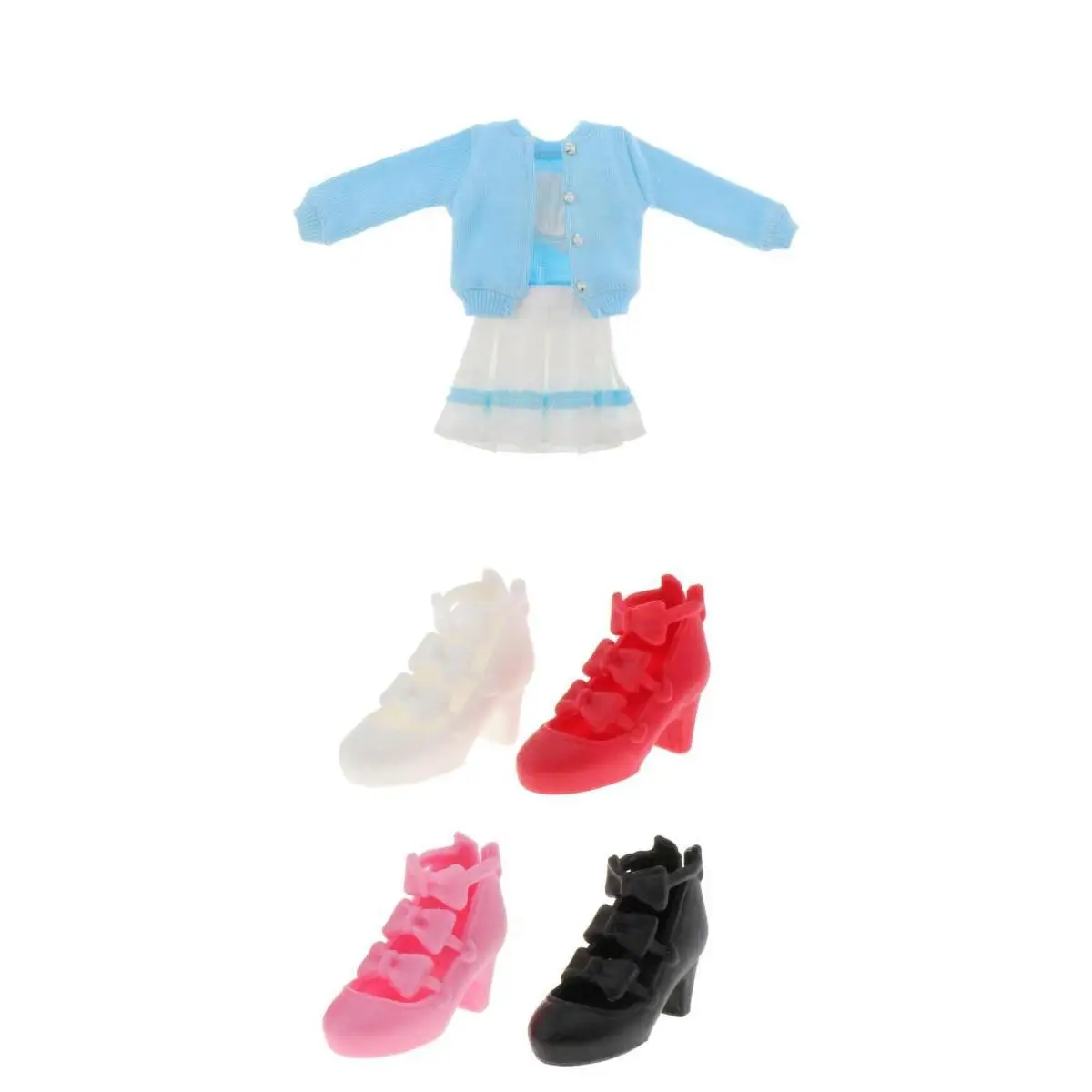

1/6 Dolls Skirt Cothes Outfit with 4 Colors Plastic Shoes for Blythe