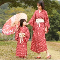 red print japanese kimono motherdaughter kimono cardigan traditional japanese yukata sexy v neck daily wear outerwear