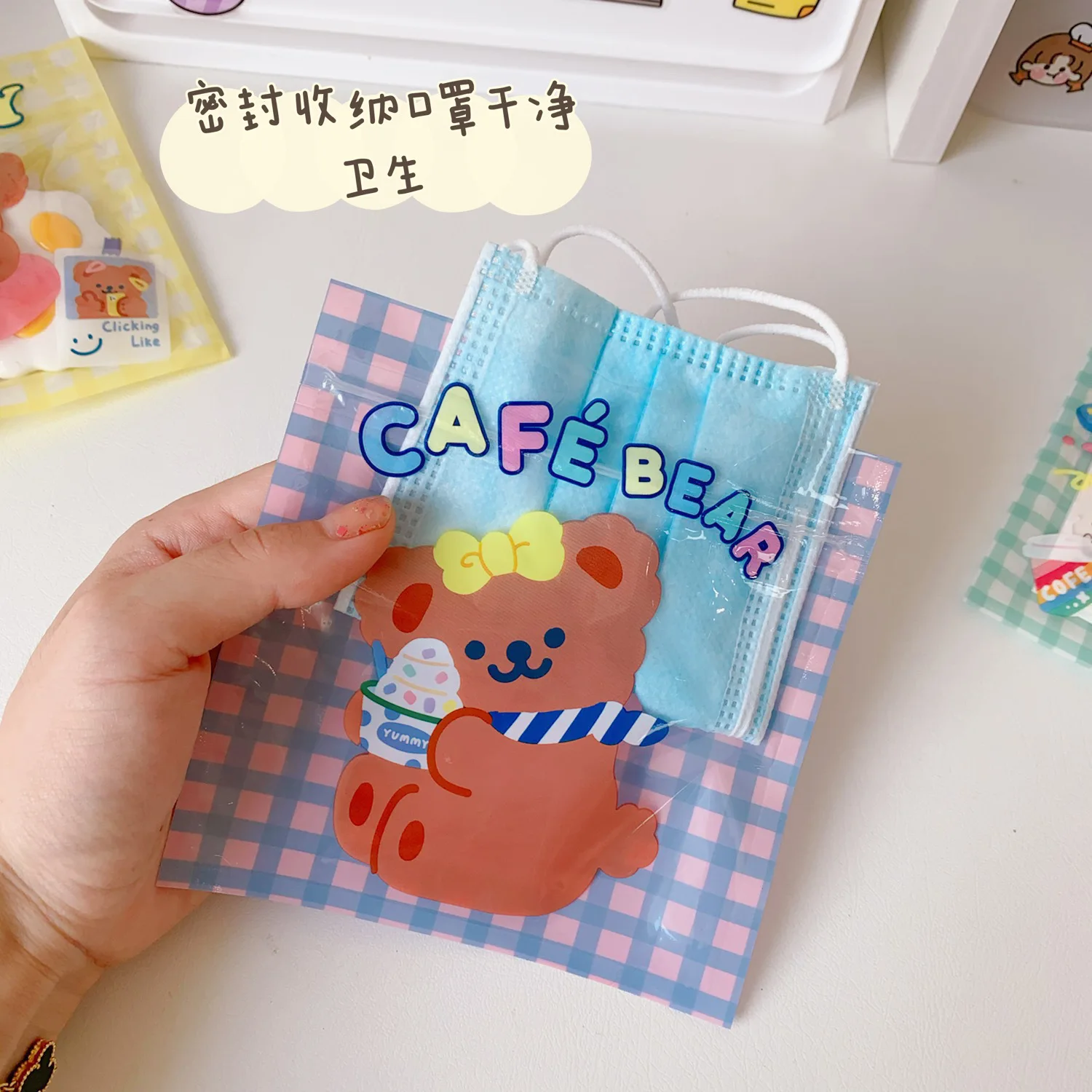 10 шт. корейский Ins милый медведь с карманами для еды домашняя сумка хранения
