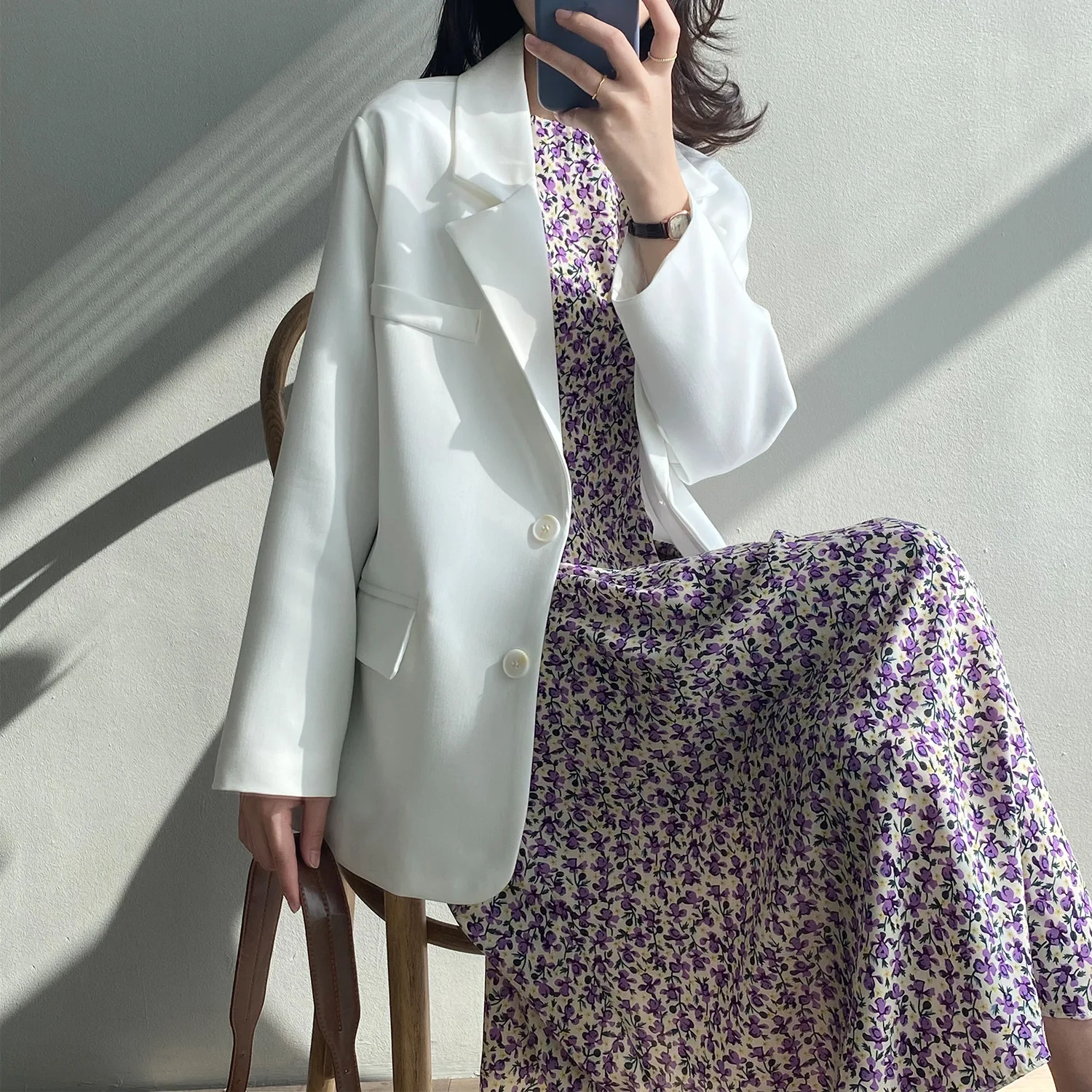 

2021 Women's Spring Jacket Turn Down Collar White Blazer Women Coat Feminino Ladies Coat Casaco Feminino Tops For Women Clothes