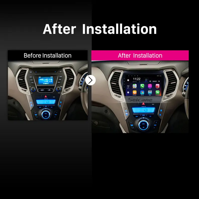 Seicane 9 дюймов Android 0 автомобильный мультимедиаплеер для 2013 2017 Hyundai IX45 SantaFe 2Din авто