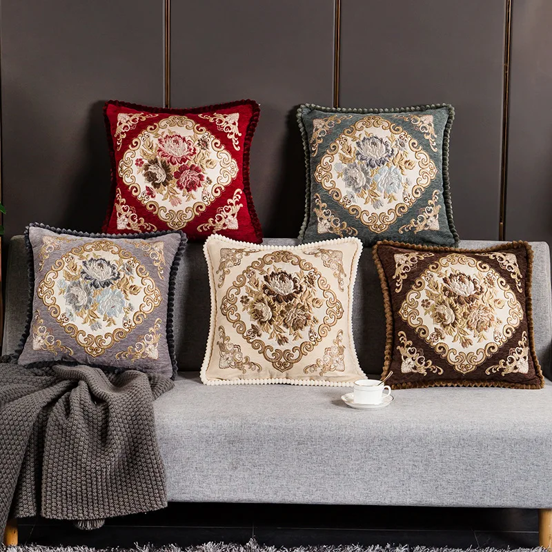Европейский рельефный жаккардовый цветочный декоративный чехол для подушки