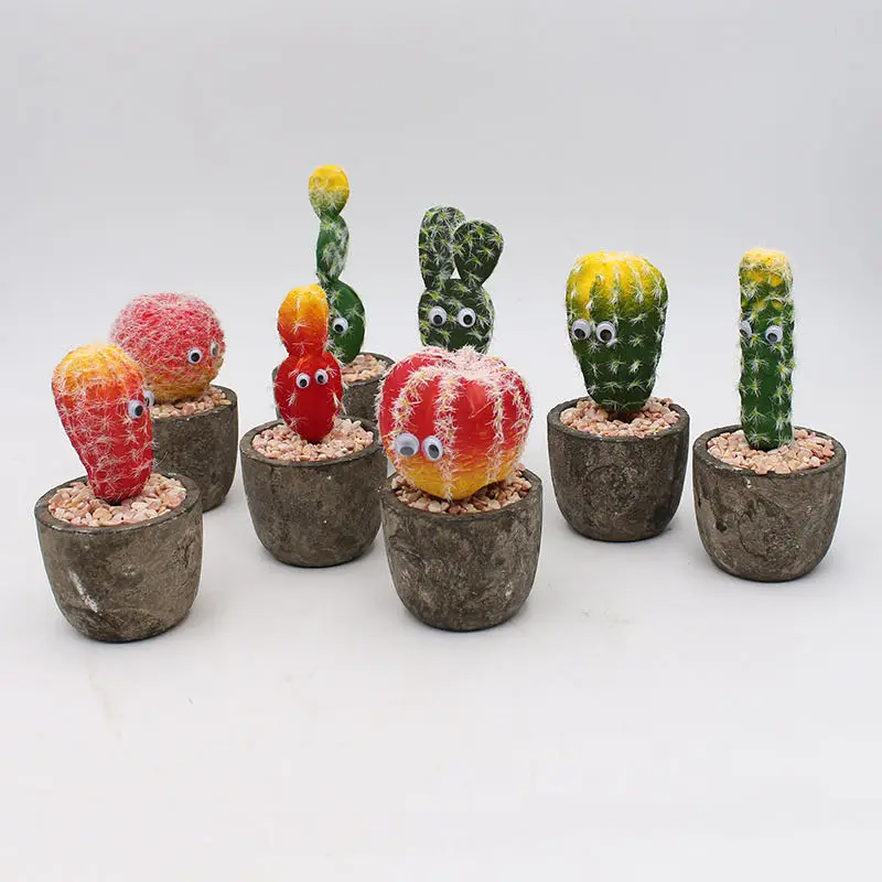 Искусственное суккулентное растение искусственный кактус в горшке цветочное