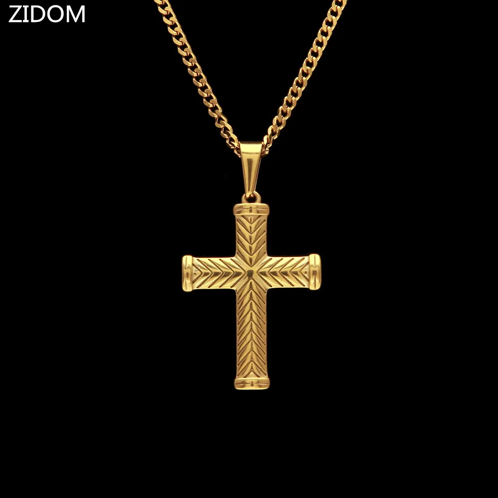 2018 Золото Цвет Нержавеющая сталь крест кулон ожерелья Мужская хип хоп мода