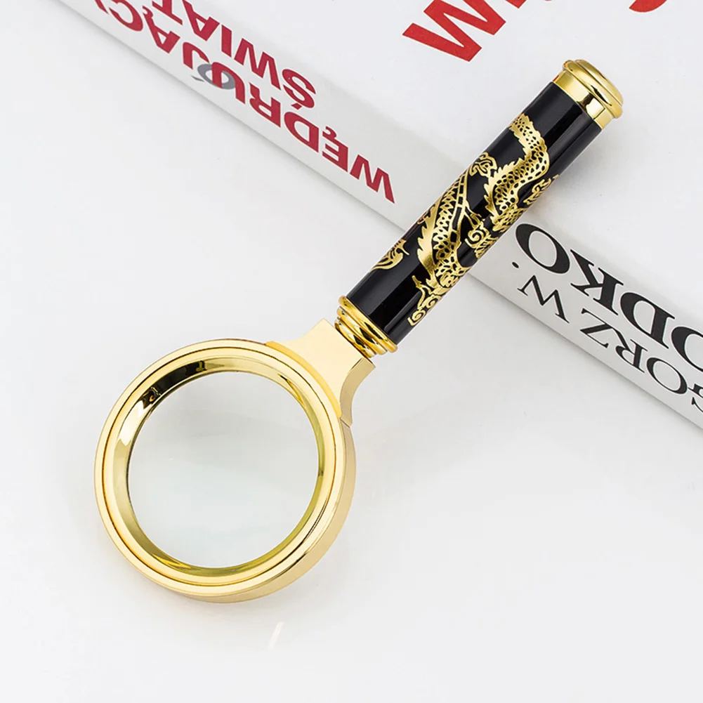

Handheld Magnifier 10X with Dragon Pattern Magnifying Glass Jewelry Monocle Appraisal Magnifier Coin Stamps Loupe