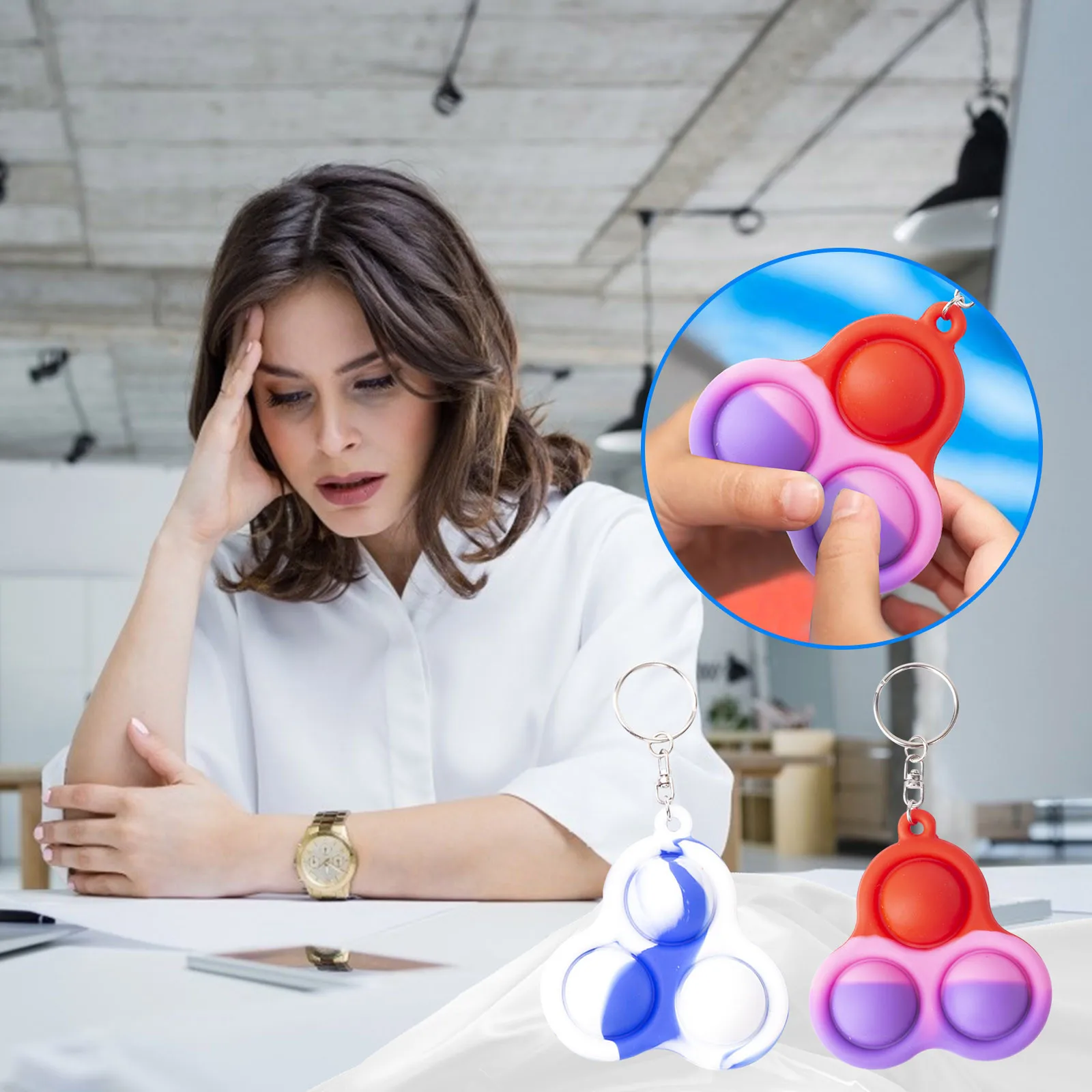 Красочный брелок игрушки антистресс с простым затемнением для снятия стресса