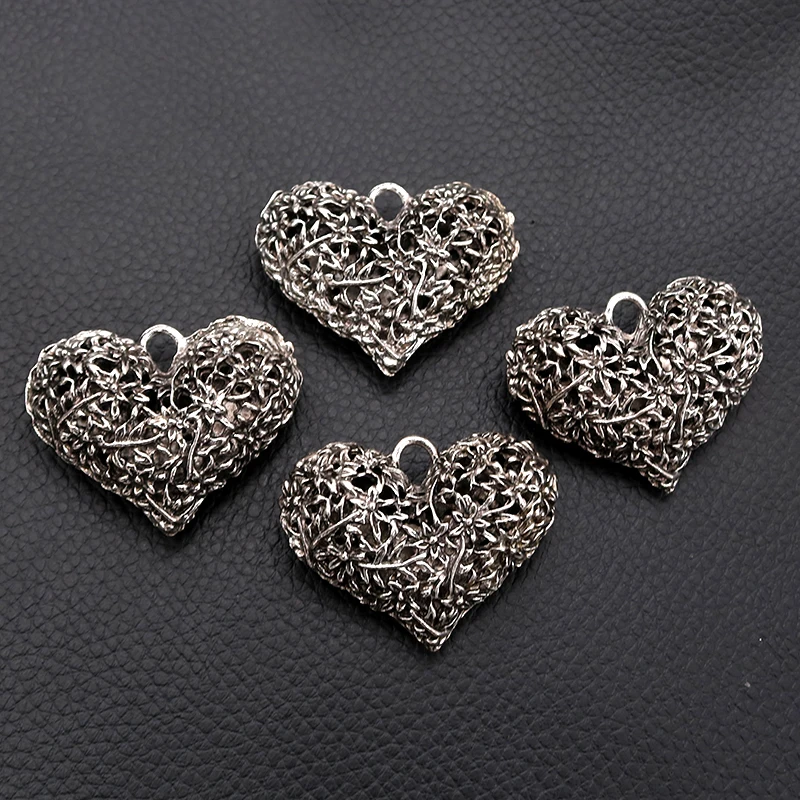 

2pcs/lot Silver Plated love Charm Metal Pendants DIY Necklaces Bracelets Jewelry Handicraft Accessories 42*32mm P176