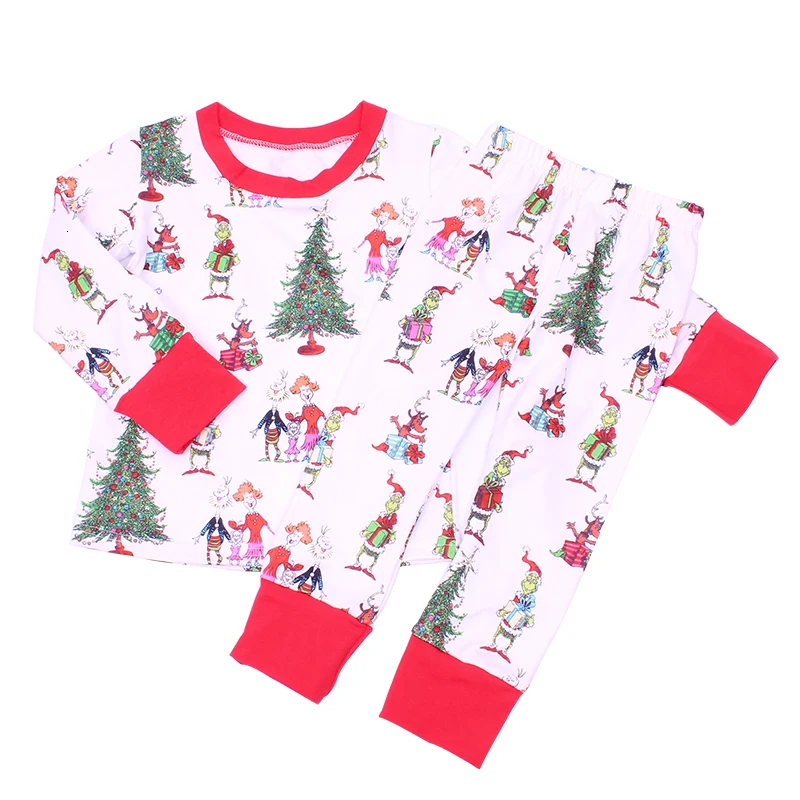 2-8Y Christmas Boy Pajamas Toddler Girls Christmas Pjs Kids Winter Clothes Baby Boys Sleepwear Xmas Grinch Pajamas Set