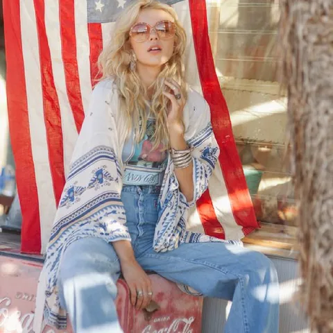 Пляжная накидка EDOLYNSA, цветочный рисунок, полиэстер