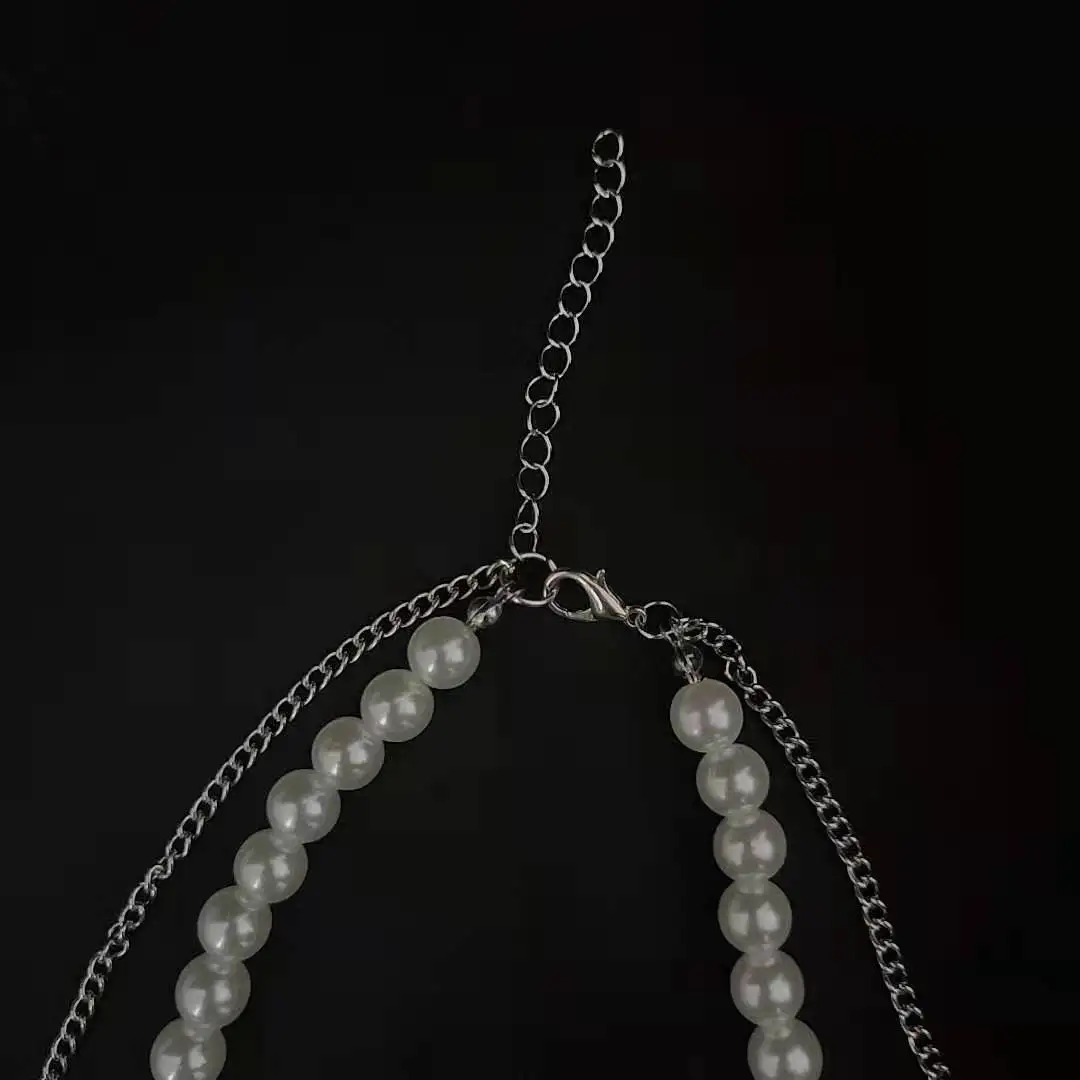 

European and American cross border jewelry peach heart multilayer Baroque Pearl Necklace