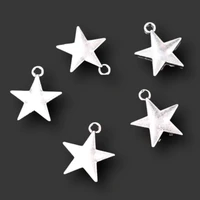 30pcs silver plated cute five pointed star pendants retro bracelet earrings metal accessories diy charms jewelry crafts making