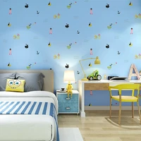 blue mediterranean wallpaper childrens room warm cute cartoon sailing boy and girl bedroom background wallpaper nonwoven wallp