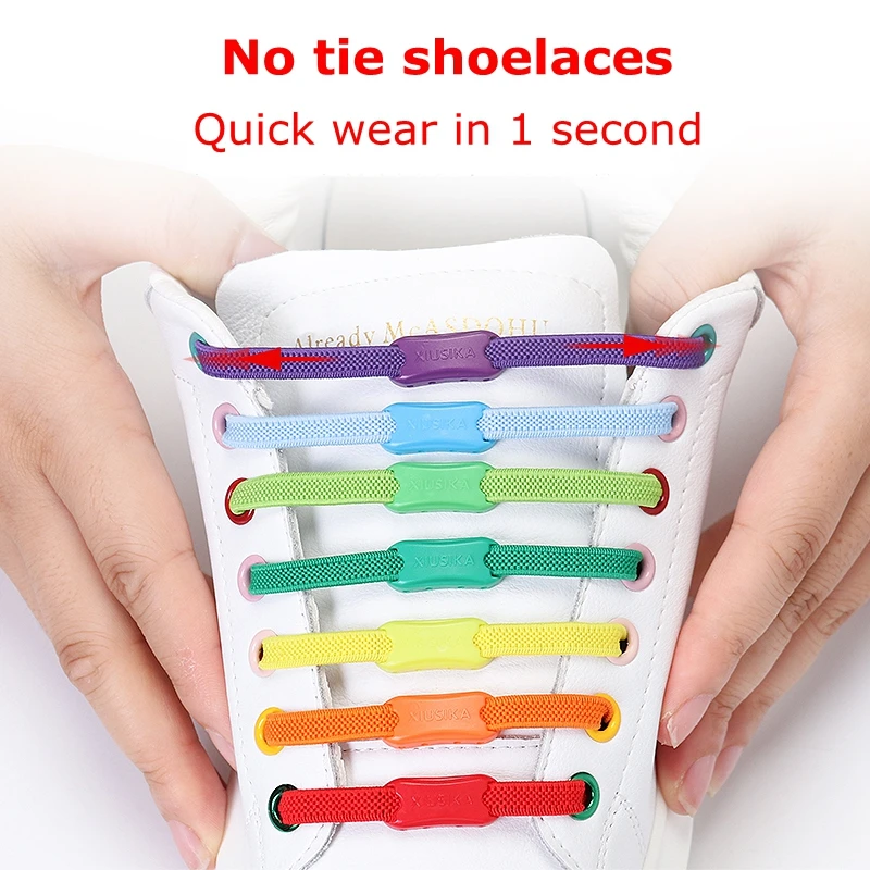 Reticulated Woven Elastic Shoe Laces Flat buckle Lock No Tie Shoelaces Sports Competition Take A Walk Sneakers Lazy Lace