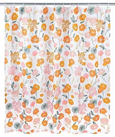

Abstract Floral Shower Curtain Bathroom Tropical Green Leaves Bath Shower Curtain With Hooks Waterproof Bathroom Shower Curtain