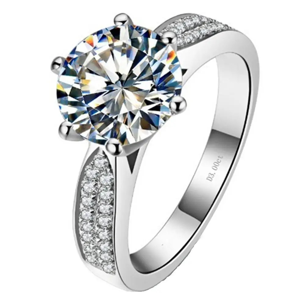 

2CT Genuine Sterling Silver Engagement Ring Star Brilliant 18K White Gold Plated NSCD Diamond Ring Queen Brand Star Luxury Ring