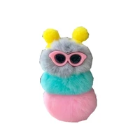 korea plush caterpillar keychain personality popular creative pompom doll toy keyring girl bag car decoration pendant key charm
