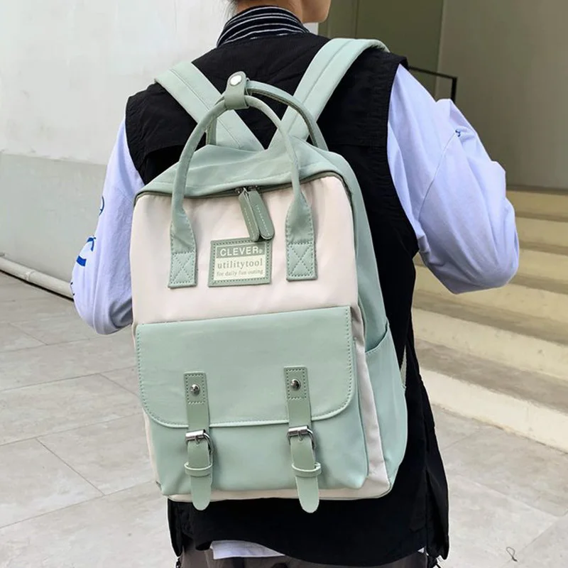 Нейлоновый рюкзак карамельных цветов, водонепроницаемые школьные ранцы для девочек-подростков, Женский ранец в стиле пэчворк