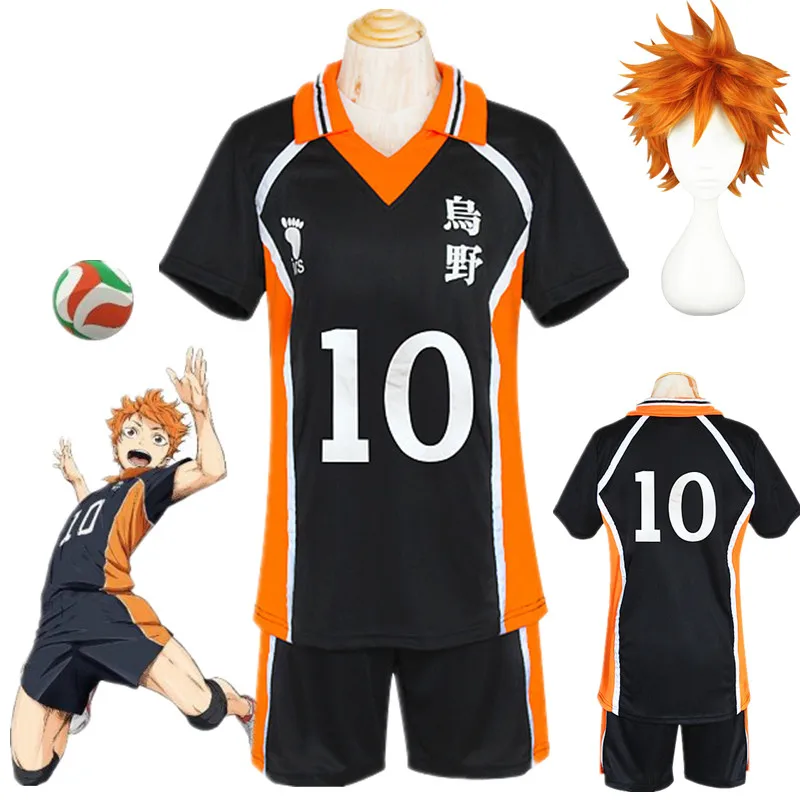 

Haikyuu! Костюм для косплея Shoyo Hinata Karasuno для старшей школы, футболка для волейбола с коротким рукавом, шорты, летняя одежда