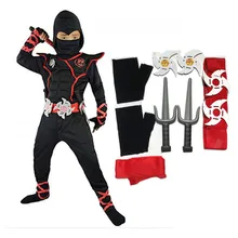 Kids Costume Ninja Cosplay Boys Girls Party Fancy Dress Dagger Knife Darts Carnival Swordsman Warr Suit