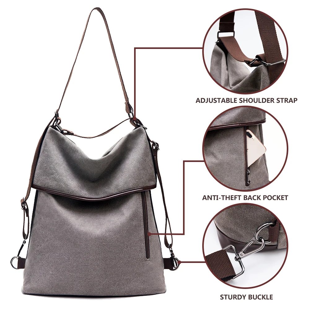 Холщовая Сумка на плечо KALIDI для женщин большой рюкзак винтажная удобная