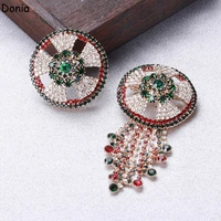 donia jewelry new round wreath brooch european and american fashion exaggerated geometric tassels long pin luxury accessories