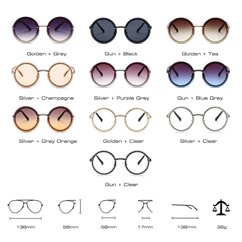 Модные металлические круглые солнцезащитные очки без оправы женские модные в