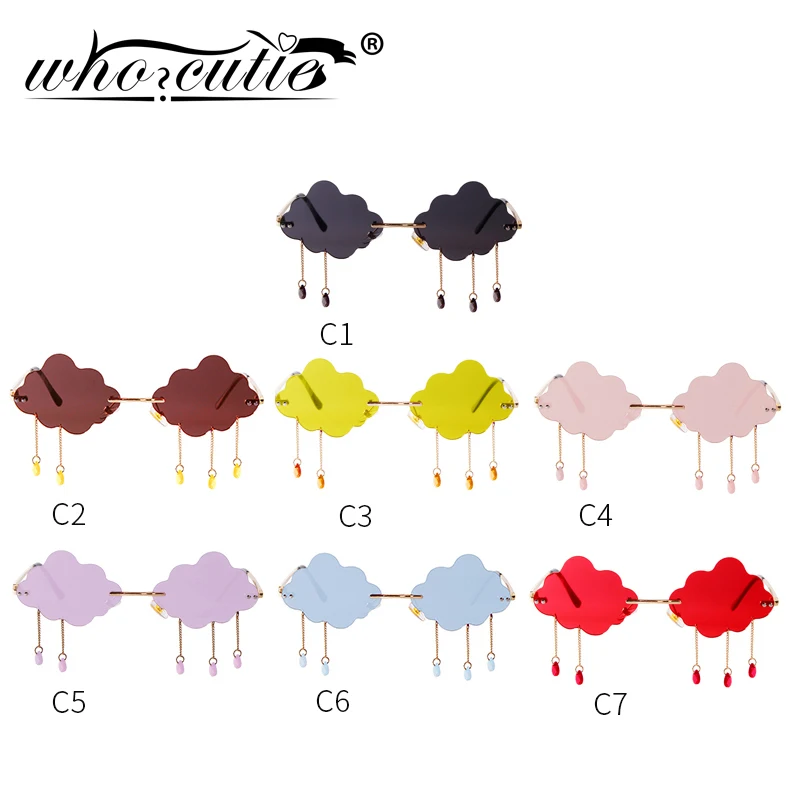 

Fashion Rimless Sunglasses Women 2020 Brand Design Vintage Rain Cloud Tassel Sun Glasses Female Shades Sunnies Unique Frame S318