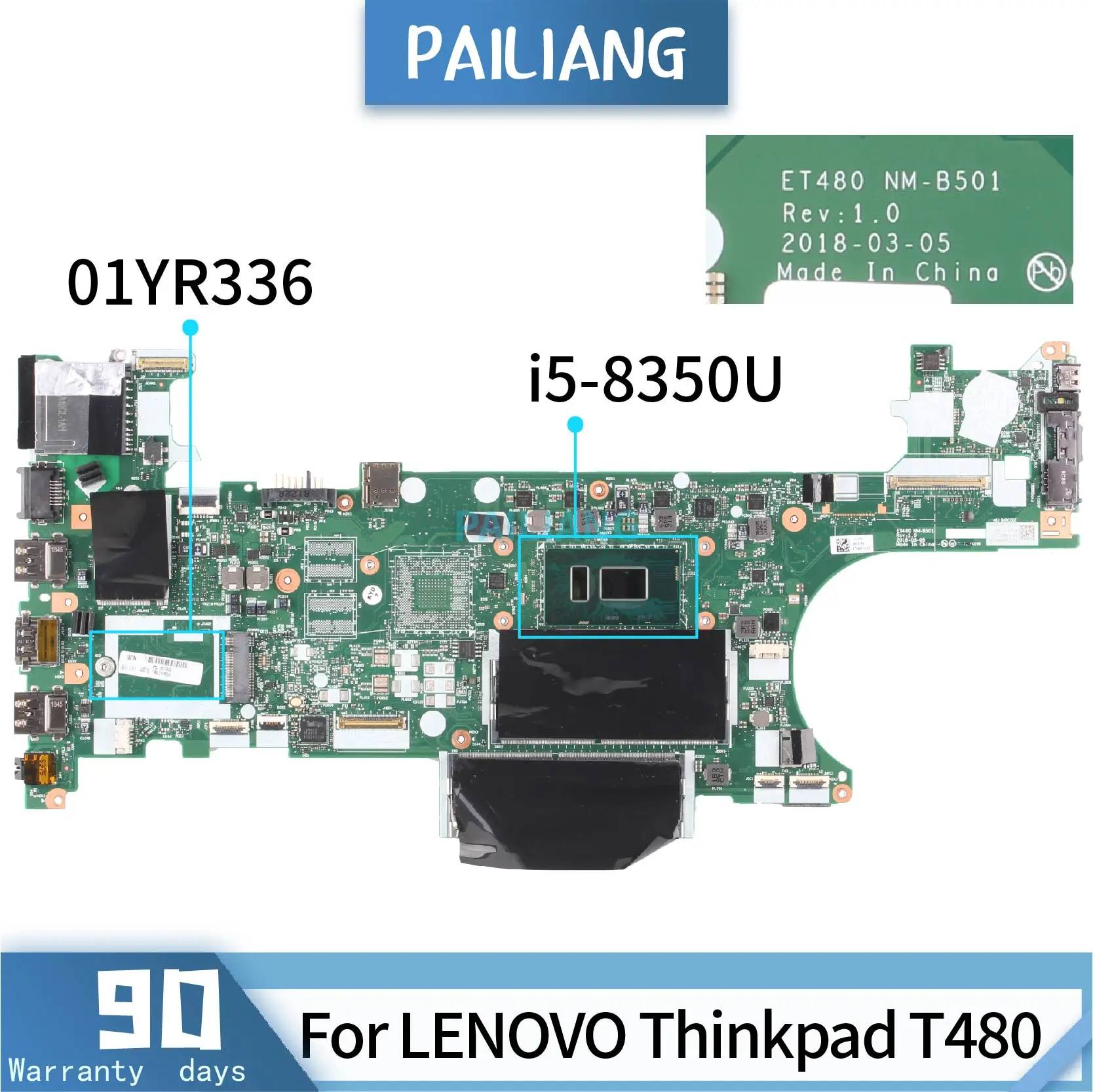 Verkauf PAILIANG Laptop Motherboard Für LENOVO Thinkpad T480 01YR336 NM-B501 Mainboard Core SR3L9 I5-8350U GETESTET DDR3