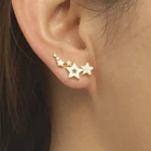 Серьги-гвоздики в виде звезд серебристые и золотистые, ювелирные украшения для девушек, подарок для женщин, 1 пара, 2021