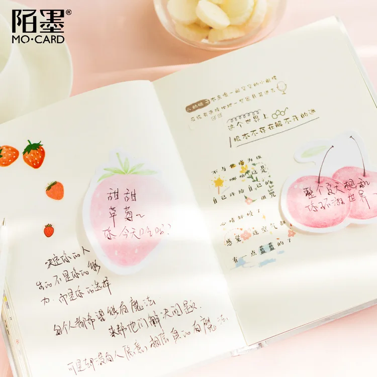 Strawberry Peach Fruits Plan Sticky Notes Memo Pad Kawaii Stationery School Supplies Planner Label Paper Bullet Stickers BQ027 | Канцтовары