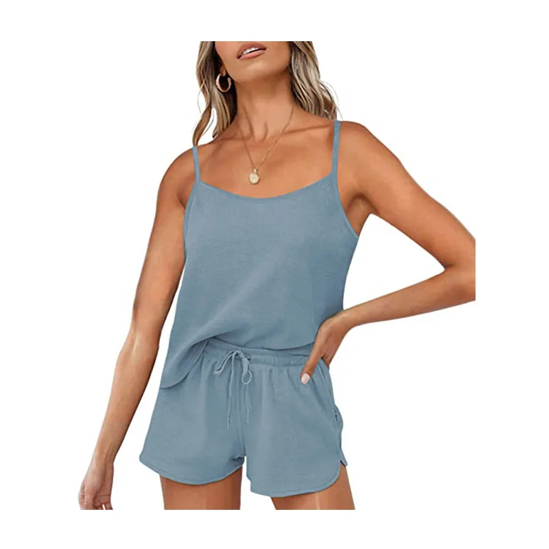 Cotton Summer Sets Women 2021 Harajuru Green Short Sleeve Loose Shirt Elastc Waist Shorts Two Pics Pajamas