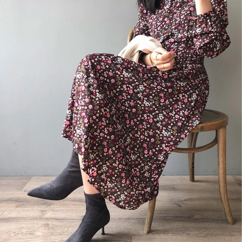 

JCHB 2021 Spring Autumn Women's Dress Korean Floral Dresses for Women Long Sleeve Elegant Dress Female Vestido De Mujer Pph3729