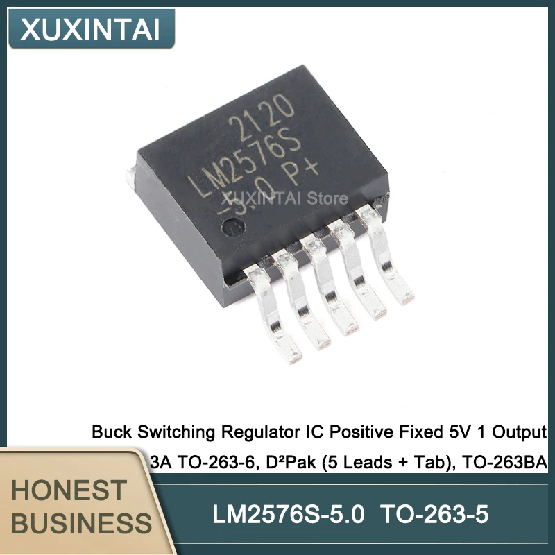 

50Pcs/Lot LM2576S-5.0 LM2576S Buck Switching Regulator IC Positive Fixed 5V 1 Output 3A TO-263-6, D²Pak (5 Leads + Tab), TO-263B