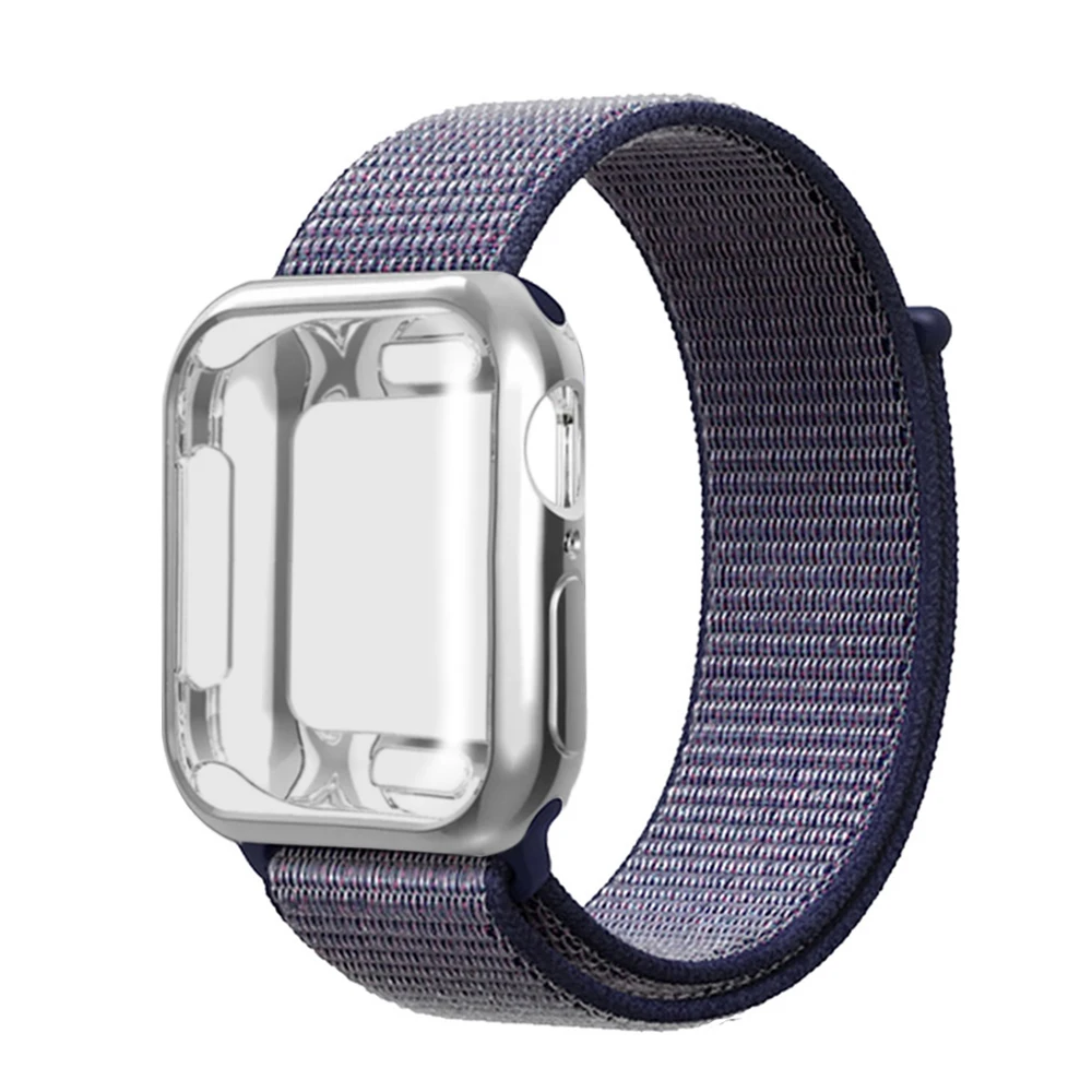 Нейлоновый ремешок+ чехол для Apple watch series 5/4/3/2/1, 42 мм, 38 мм, версия в едином положении во время занятий легкой атлетикой, ремешок для iwatch 40 мм 44 спортивный браслет