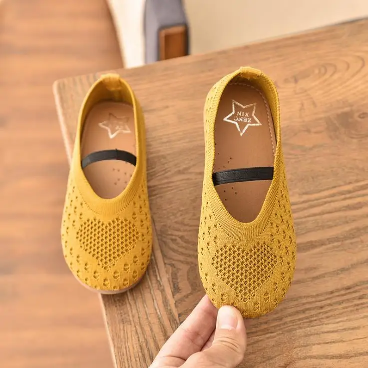 

Children Girls knitting Bowknot Princess Shoes Flat Casual Hollow Out 3colors 21-30 20201 TX07