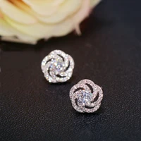 diamond stud earring real 925 sterling silver charm engagement wedding earrings for women bridal party jewelry gift