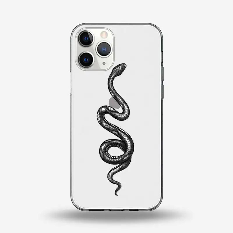 

black snake Terrible horror animal Phone Case Transparent for iPhone 6 7 8 11 12 s mini pro X XS XR MAX Plus protective shell